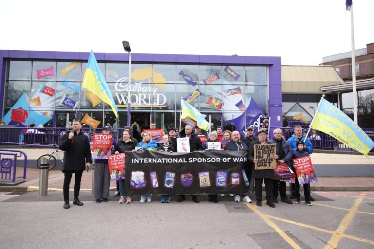 UK protesters rally against Cadbury’s parent company’s presence in Russia